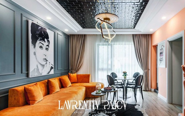 Sufragerie amenajata folosind tablouri, nuante contrastante si cele mai bune corpuri de iluminat adaptate designului interior modern